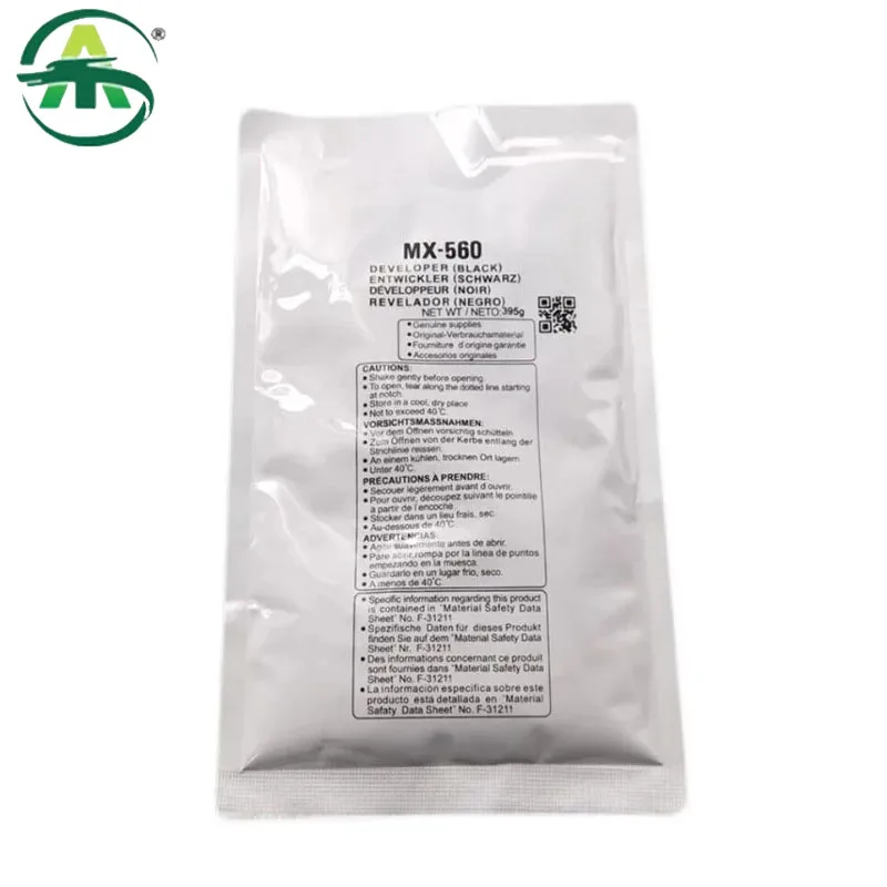 1pcs. MX560 High Stable Developer Powder for Sharp MX3608 3658 4608 4658 5608 5658 MX565 Copier Supplies BK395g