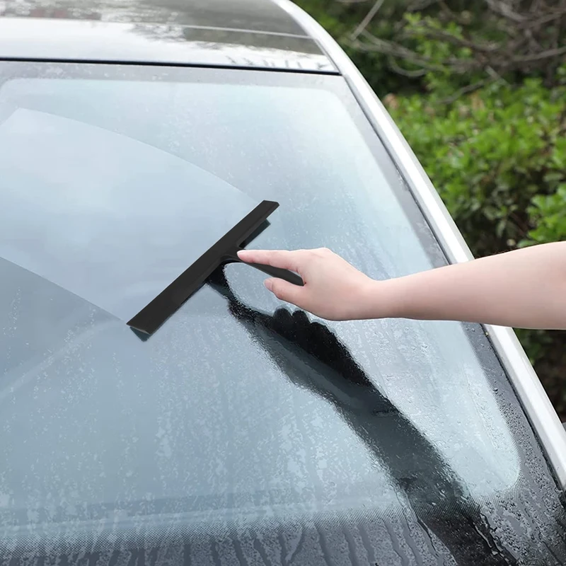 Shower Squeegee, Silicone Window Squeegee Black Wiper Without Drilling Shower Cleaner With Hanging Hook