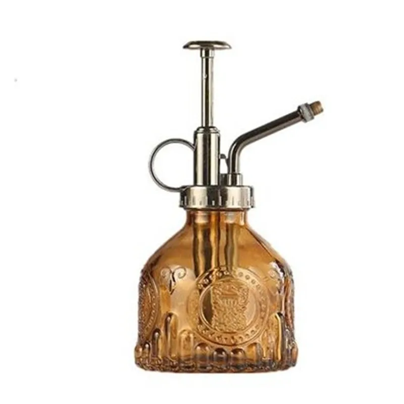Retro transparent embossed glass watering pot succulent watering pot small spray press empty bottle