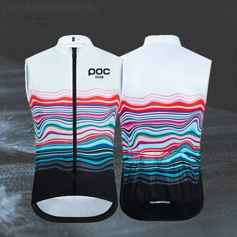 Cycling Vest CULB POC Night Riding Road Bike Summer Windproof Waterproof Charge Riding Vest Graffiti Color blocked Edition