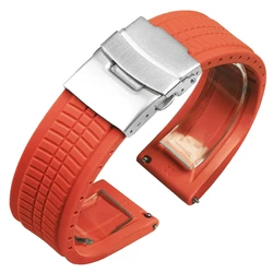 Universal Silicone Strap with Quick Release and Folding Buckle - 22mm (Red)