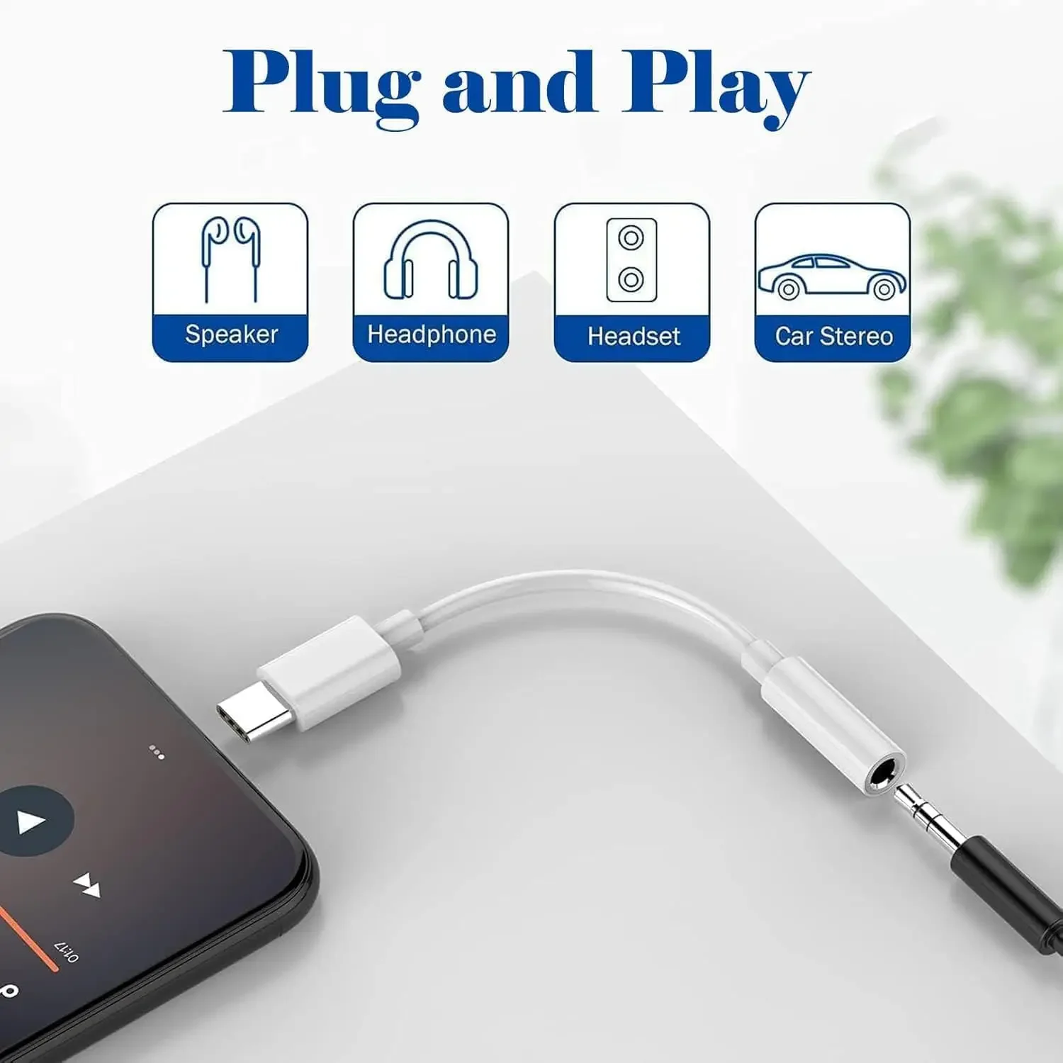 Universal Type-C to 3.5mm Audio Adapter - Premium USB-C to Headphone Aux Cable