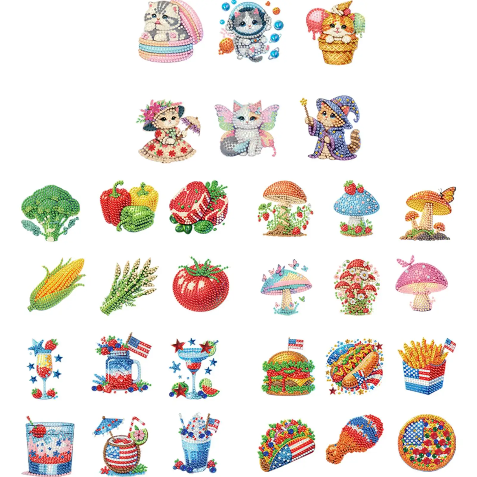 6Pcs DIY Diamond Art Refrigerator Magnet Diamond Painting Fridge Magnets DIY Diamond Painting Magnets Kit for Art Crafts Gift