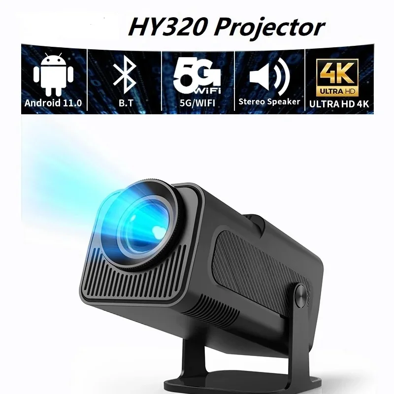 

Original HY320 Projector 4K Native 1080P Dual Wifi6 BT5.0 Cinema Outdoor Portable Projetor HY300 Upgrated Android 11 390ANSI