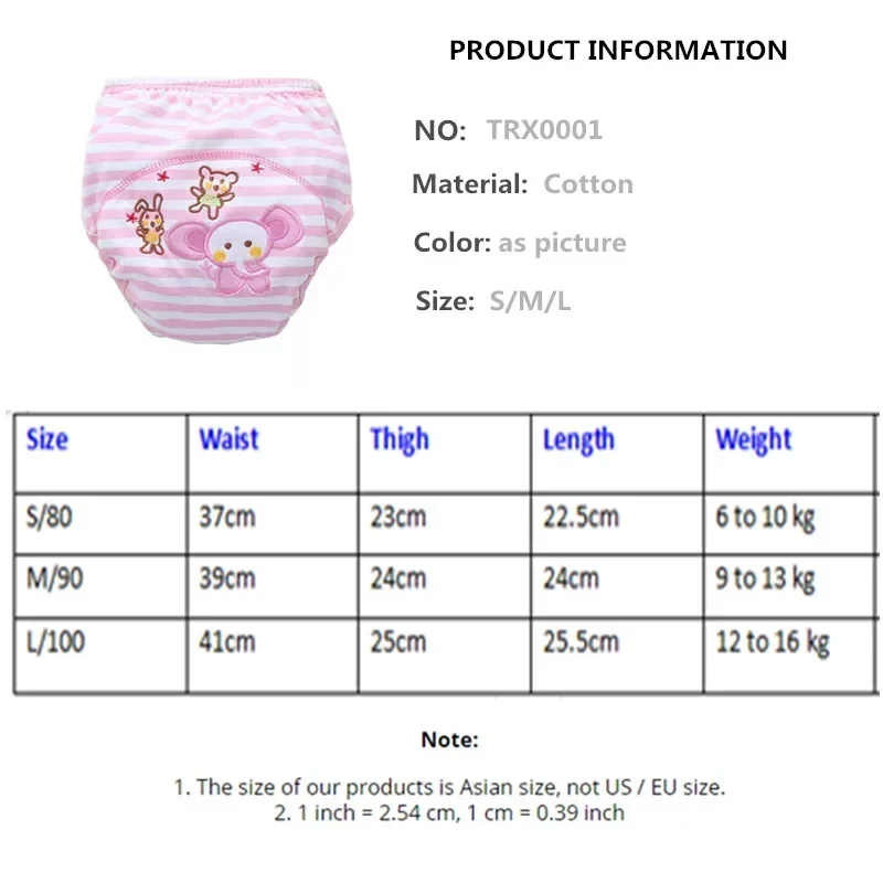 4pc/Lot Pink Series Waterproof Baby Girls Potty Training Pant Infant Underwear Panties Newborn Underclothing  size 90 6