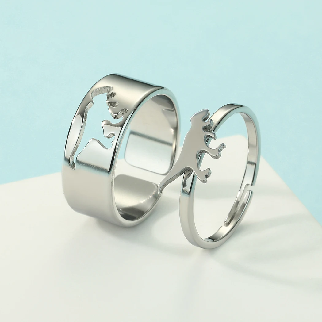 Chandler Stainless Steel T-Rex Dinosaur Ring Alternative Engagement Ring Boyfriend Husband Gift 2