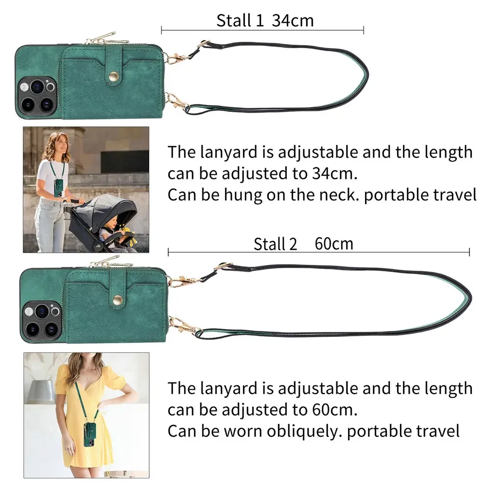 Luxurious Leather Wallet Crossbody Case with Zipper for Honor and Huawei Smartphones