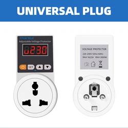 Enhanced Voltage Protector Socket - Adjustable 16A Power Surge Protection, EU Plug - Universal Socket