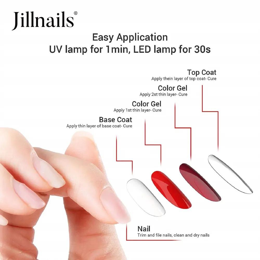 Jillnails Soak Off Base Coat Nail UV Led Gel Polish 10ml nail gel nail polish gel polish base and top coat