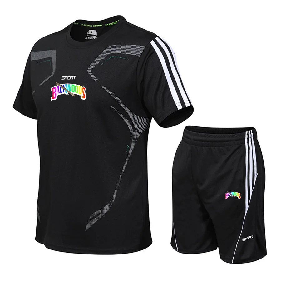 

Летний мужской спортивный комплект, внешняя модель, футболка с коротким рукавом и шорты, свободный и быстросохнущий