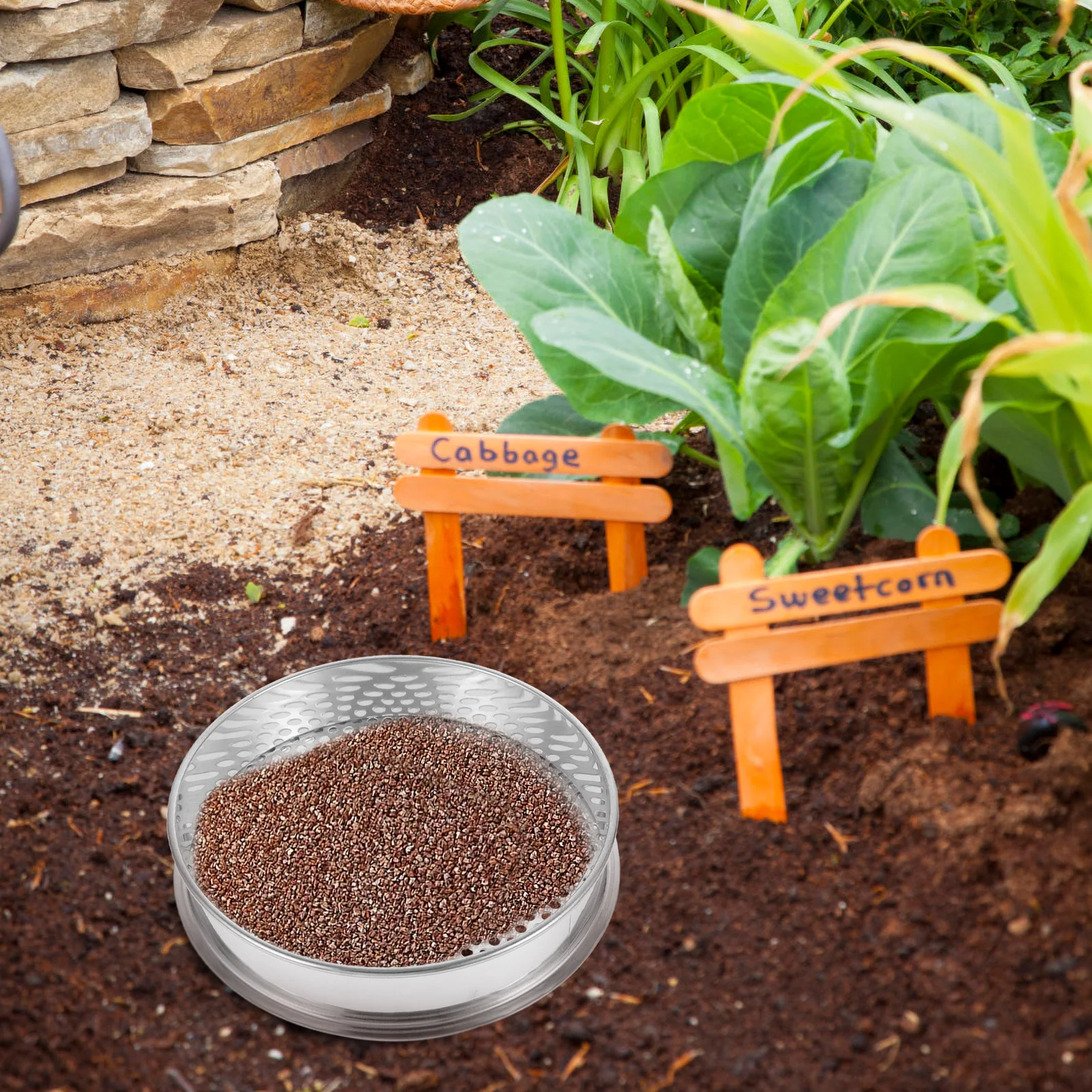 

Grading Sieve Stainless Steel Soil Sieve Round Soil Filter Sieve for Garden Outdoor