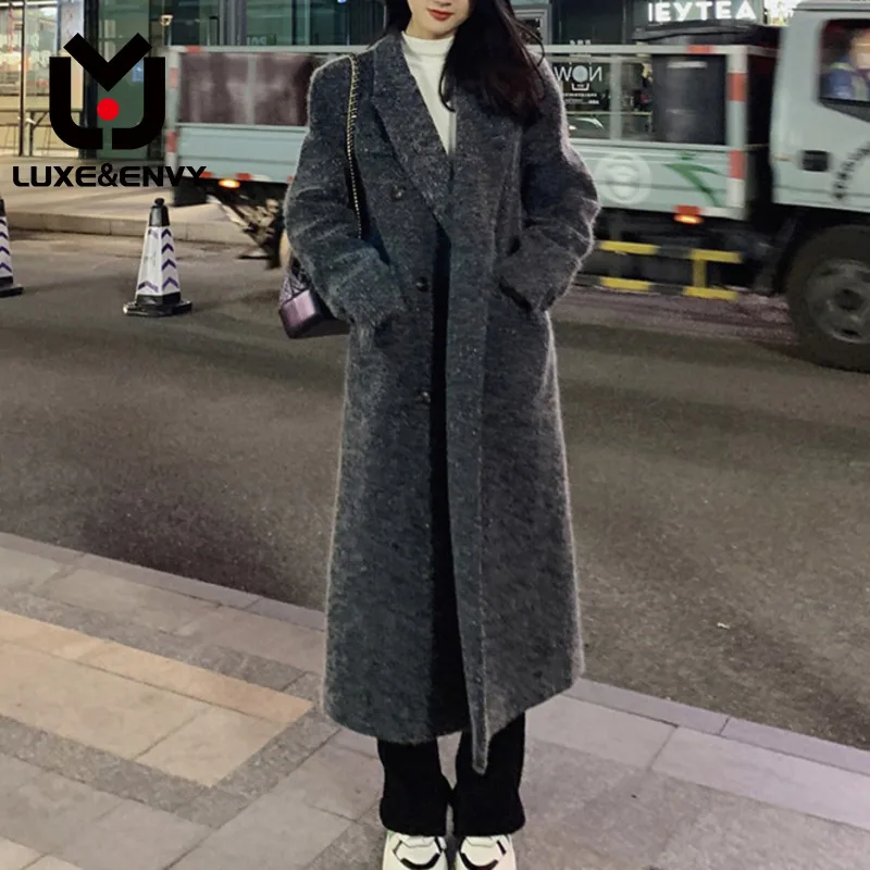 

LUXE&ENVY New Style Wool Coat Winter Women's Medium Long Design Deep Fried Street White Thickened Woolen Coat 2023 Autumn