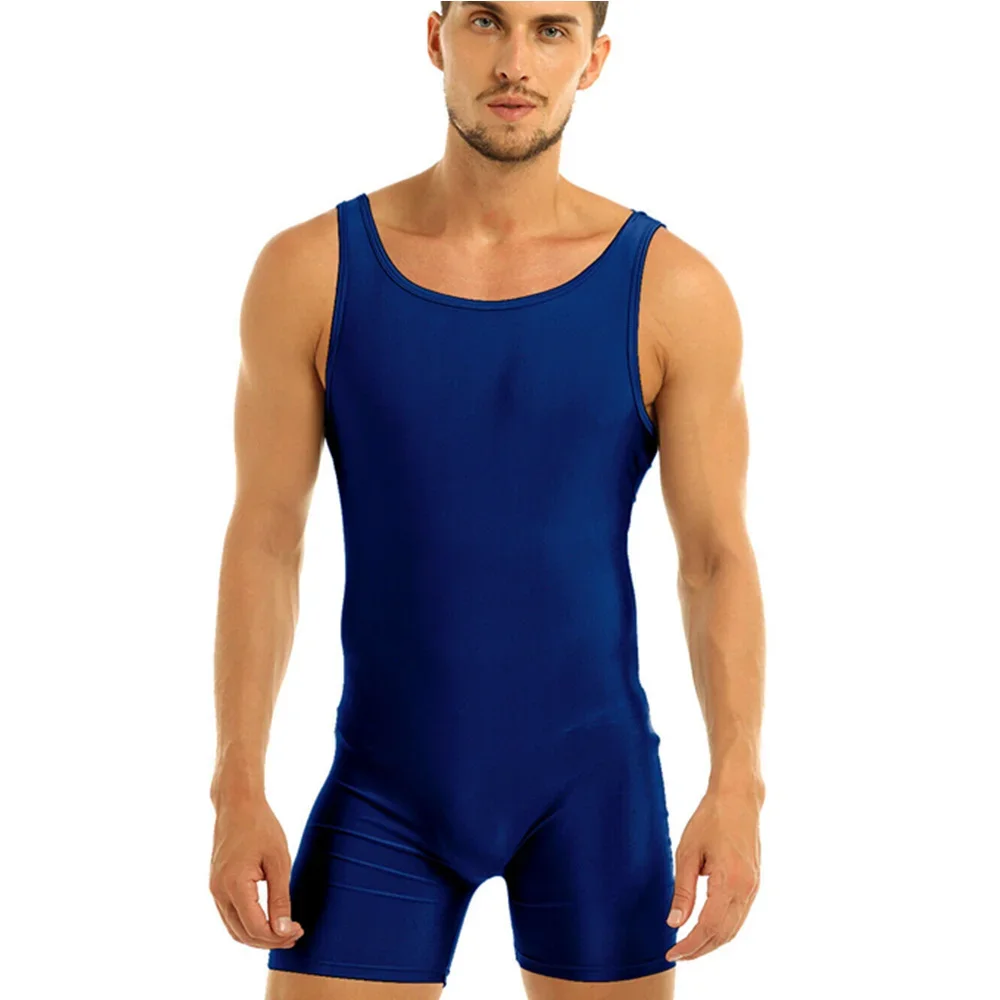 Traje de lucha libre de una pieza para hombre, mono deportivo transpirable de hierro, sin mangas, para levantamiento de pesas, 2
