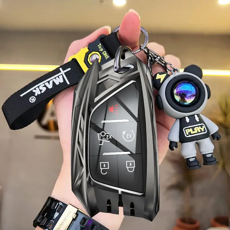 

Zinc Alloy for Cadillac CT4 CT5 Escalade Cadillac 2020 2021 2022 5 6 Button Remote Smart Car Key Case Fob Keychain Accessories