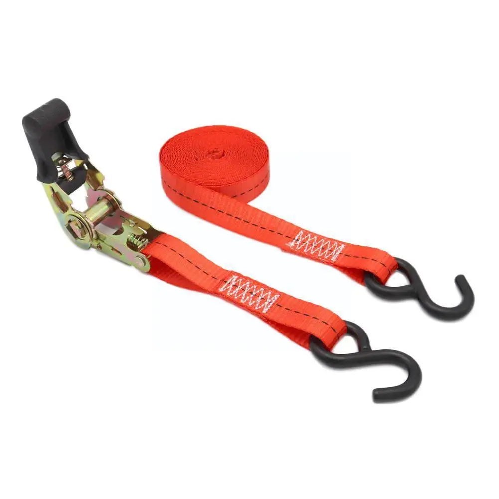 Ratchet Tie Down Cargo Straps Lashing Package Webbing Secure Motorcycle Moving Belt Ratchet Straps Hauling Hold Tru V5X1