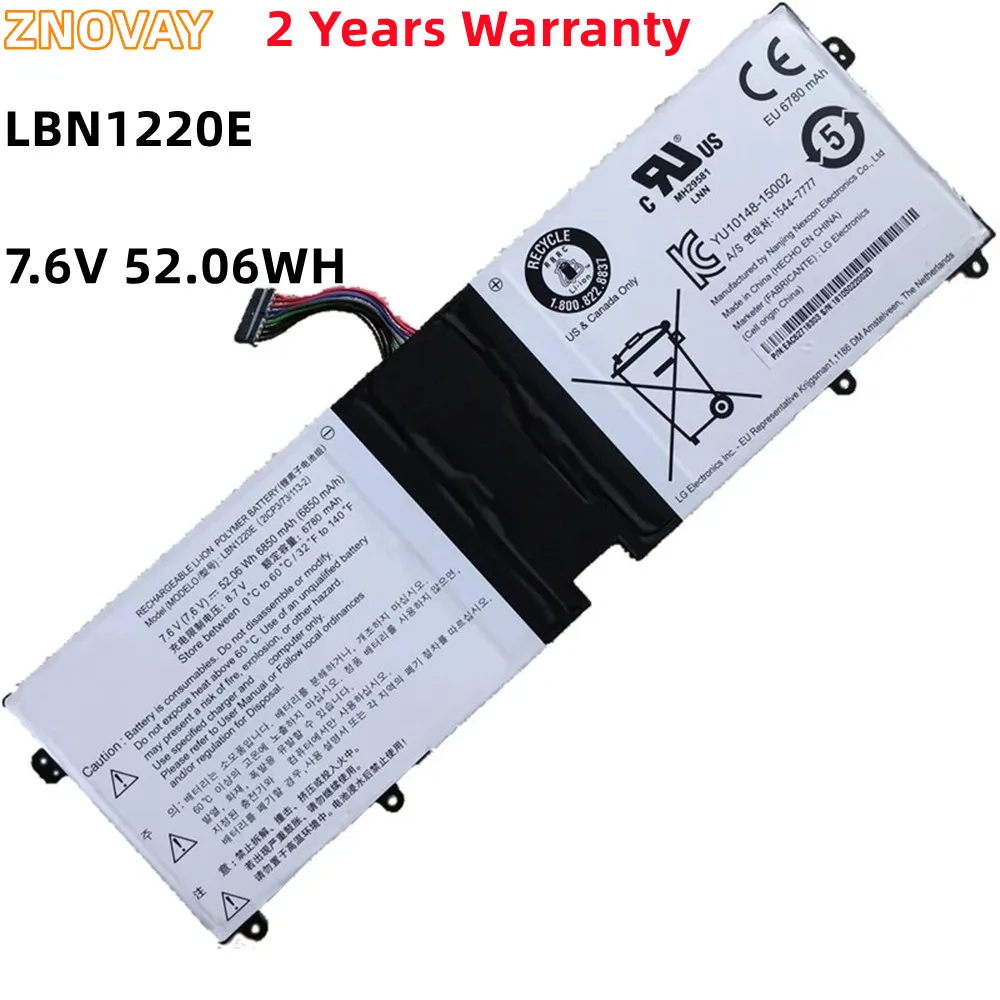 Batteria Per Laptop Znovay Lbn1220E 7.6V 52.06Wh Per Lg Gram Muslimate, Muslimatexmuslimah Kx5Se Kx7Dk