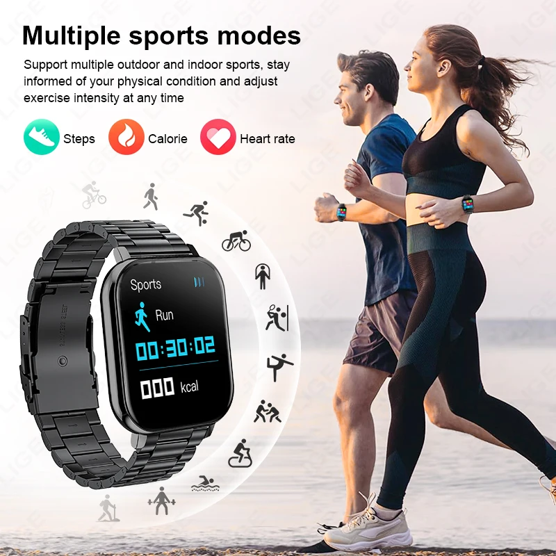 LIGE Smart Watch 2024 For Xiaomi Huawei Music Heart Rate Health Monitor Watches Men Ultra Low Power Multi-function Smartwatch