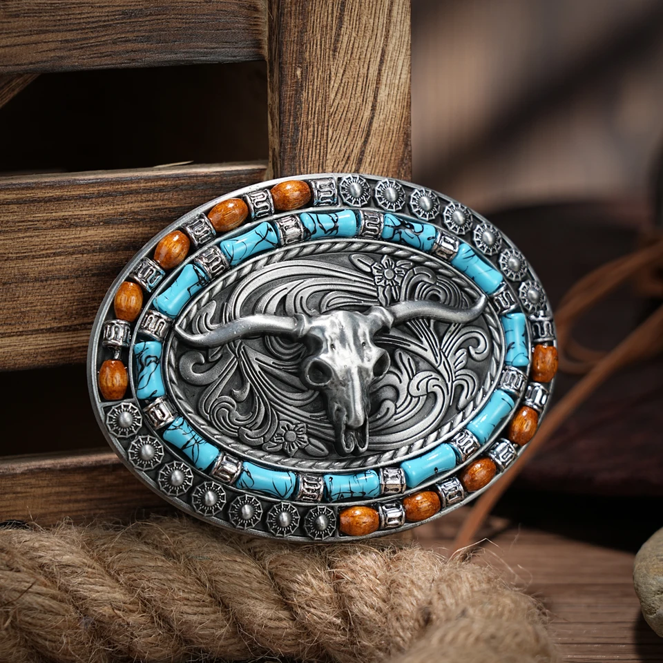 Boucle De Ceinture Western Vintage – Taureau, Motif Floral, Homme/femme, Rodéo