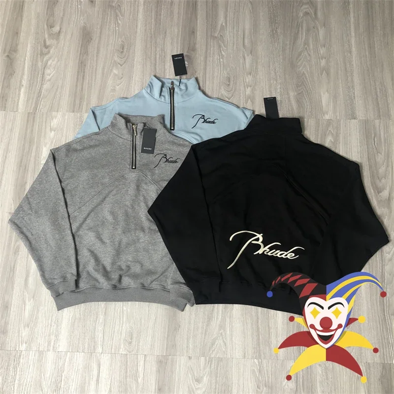 

Embroidery Zipper Rhude Clothing Loose Oversized Best Quality Sweatshirt Tops Pullover Men