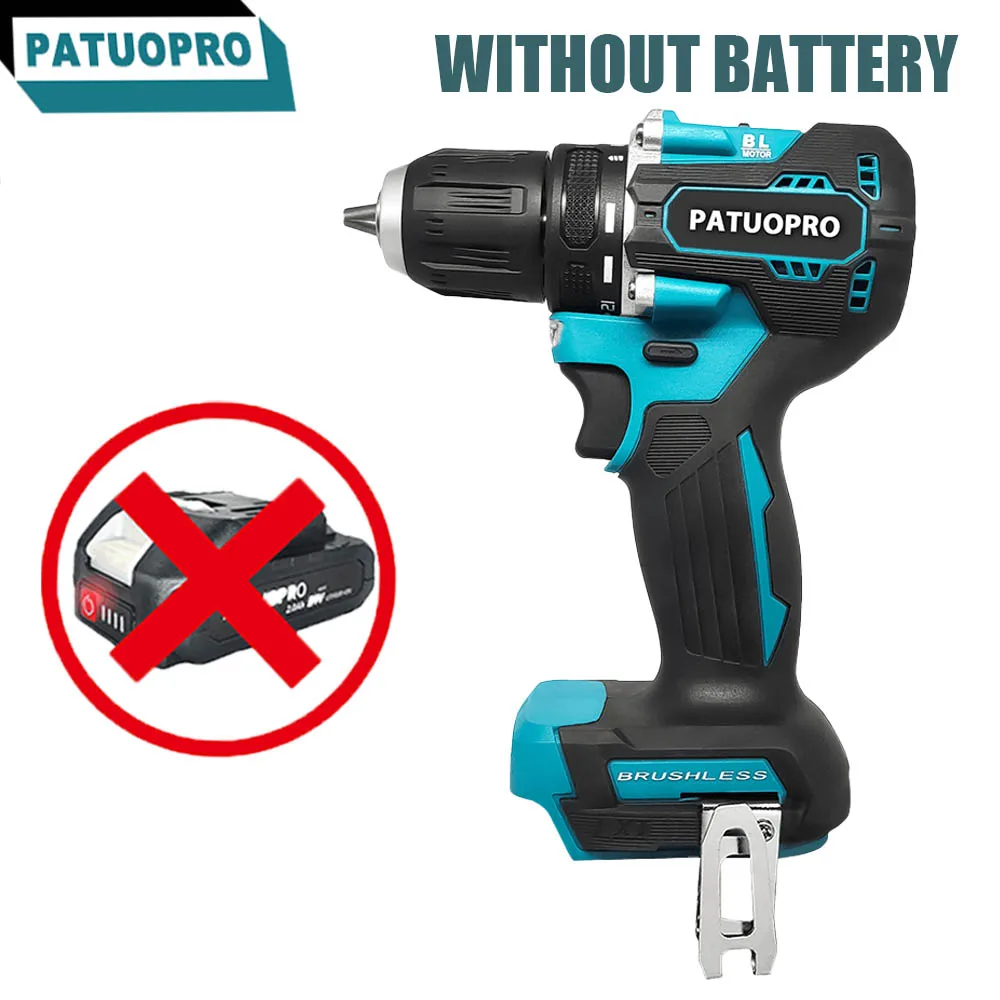 PATUOPRO Electric Drill Driver, Brushless Cordless Rechargeable 21 plus 1 10mm Portable Power Tools For Makita 18V Battery No Battery