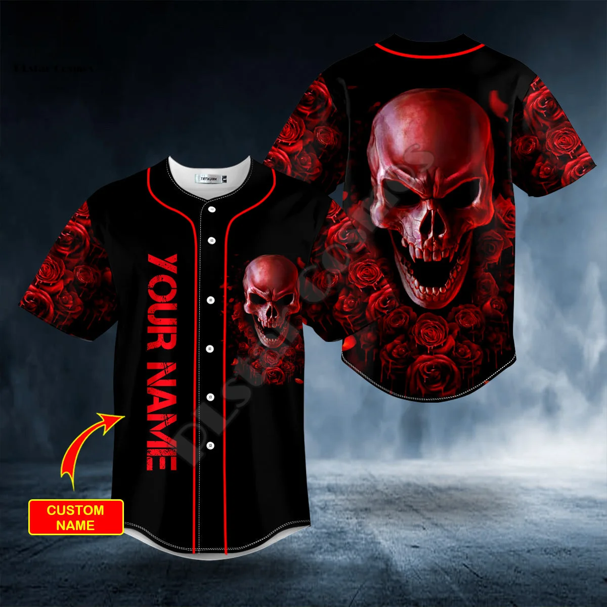 Name Reaper Ghost Gothic Skull Graffiti Flame Retro Tattoo 3DPrint Unisex Summer Baseball Shirts Jersey Short Sleeves A1