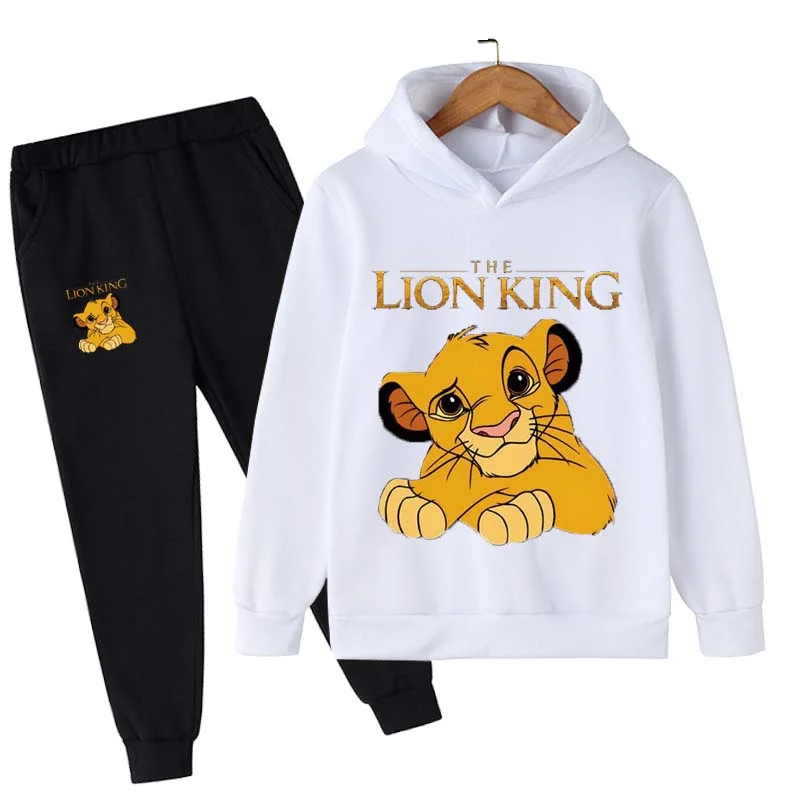 thumbnail image 1 of Conjunto de sudaderas con capucha del Rey León Simba para niños de 4 a 16 años, ropa para bebés, ropa para niños y niñas, jerséis, pantalones largos, conjunto de dibujos animados para niños, 1 of 5