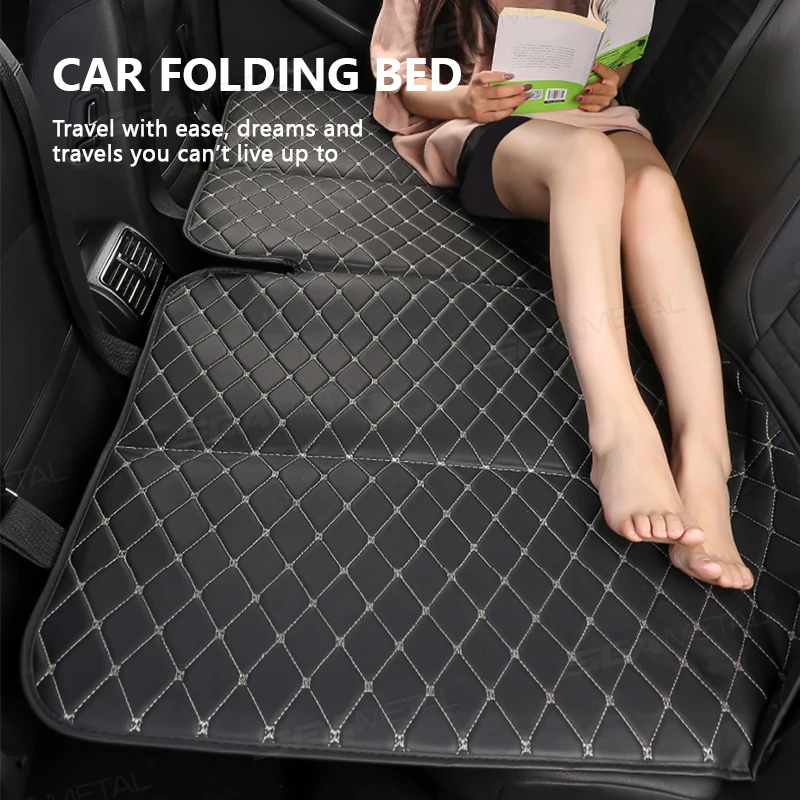 Car Sleeping Mattress Car Travel Bed for Rear Seat Foldable Wear-Resistant PU Travel Mattress for Car Traveling Suv Sedan
