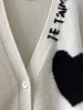 100% Cashmere Female Loose V-Neck Long Sleeve 3 Colors Cardigan Coat Women Heart Shaped Letter Embroidery Sweater Autumn 2023 4