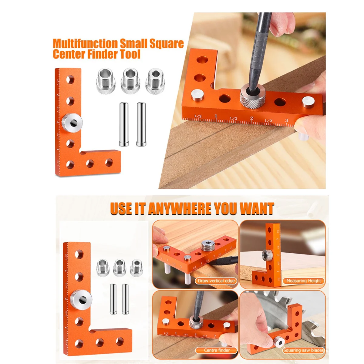 

Small Square, Multifunction Mini Square,Center Scriber for Pencil To Draw Centerline,For Drill Straight Center Hole