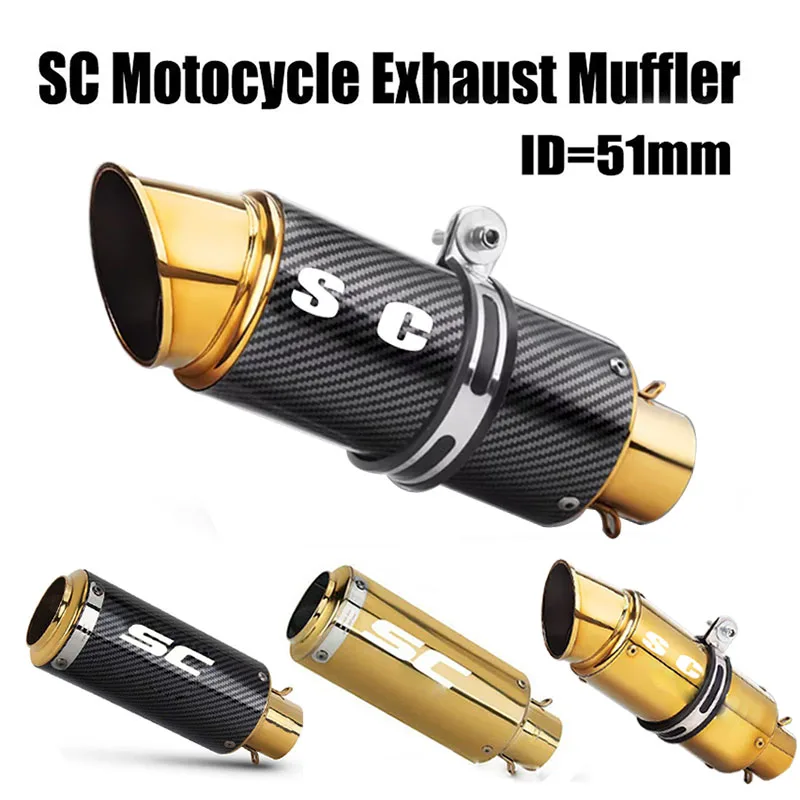 ท่อไอเสียแบบมี DB Killer สำหรับ Kawasaki Yamaha Honda Suzuki Bmw Ktm GP Project Racing ขนาด 51 มม. แบบ Universal 1