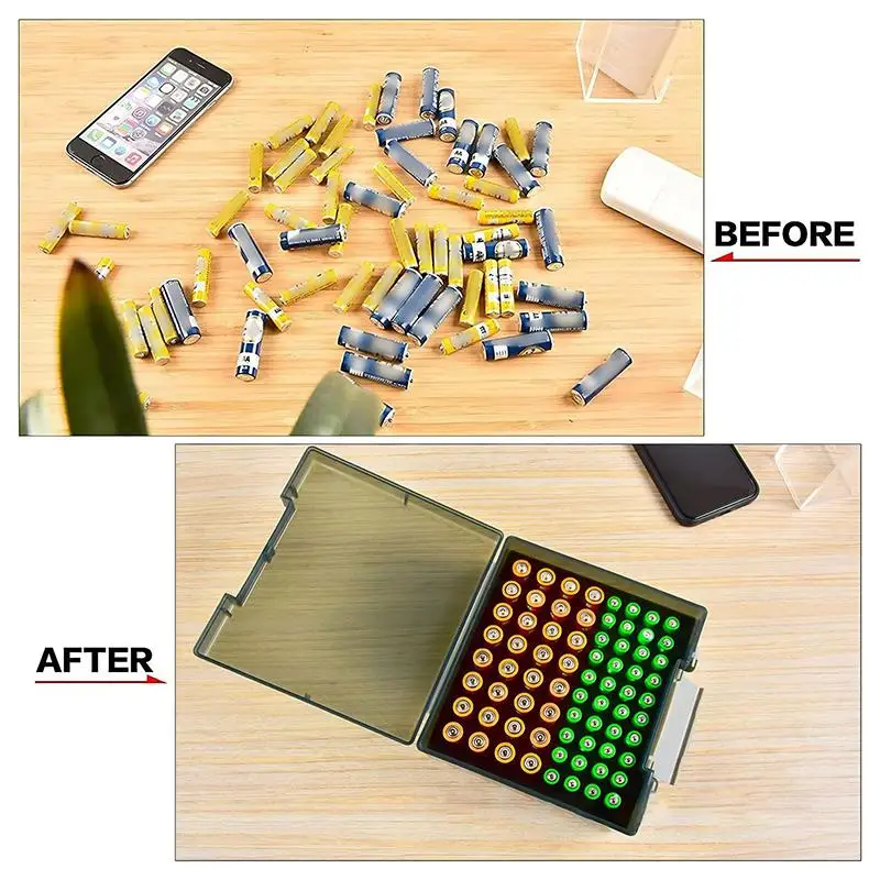 Organizzatore per Batterie, Contiene 72 Batterie AA AAA, Scatola Portabatterie, Contenitore per Garage, Organizzatore per Cassetti Domestici, Dispenser Portabatterie - immagine 5