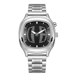 Sleek Red Quartz Square Watch - Dual Display with Steel Accents (Silver Black)