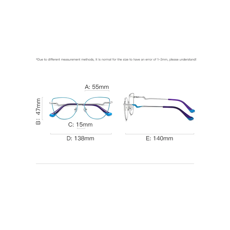 Anti Radiation Glasses Anti Blue Light Glasses Eyewear Frames Women Metal Spring Hinges