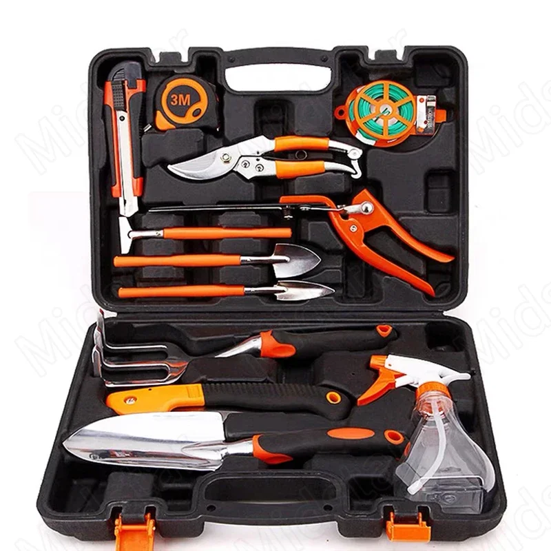 Midstar garden toolbox gardening hand tool set manufacturers stainless steel with trowel cultivator weed cutter Pruning tools