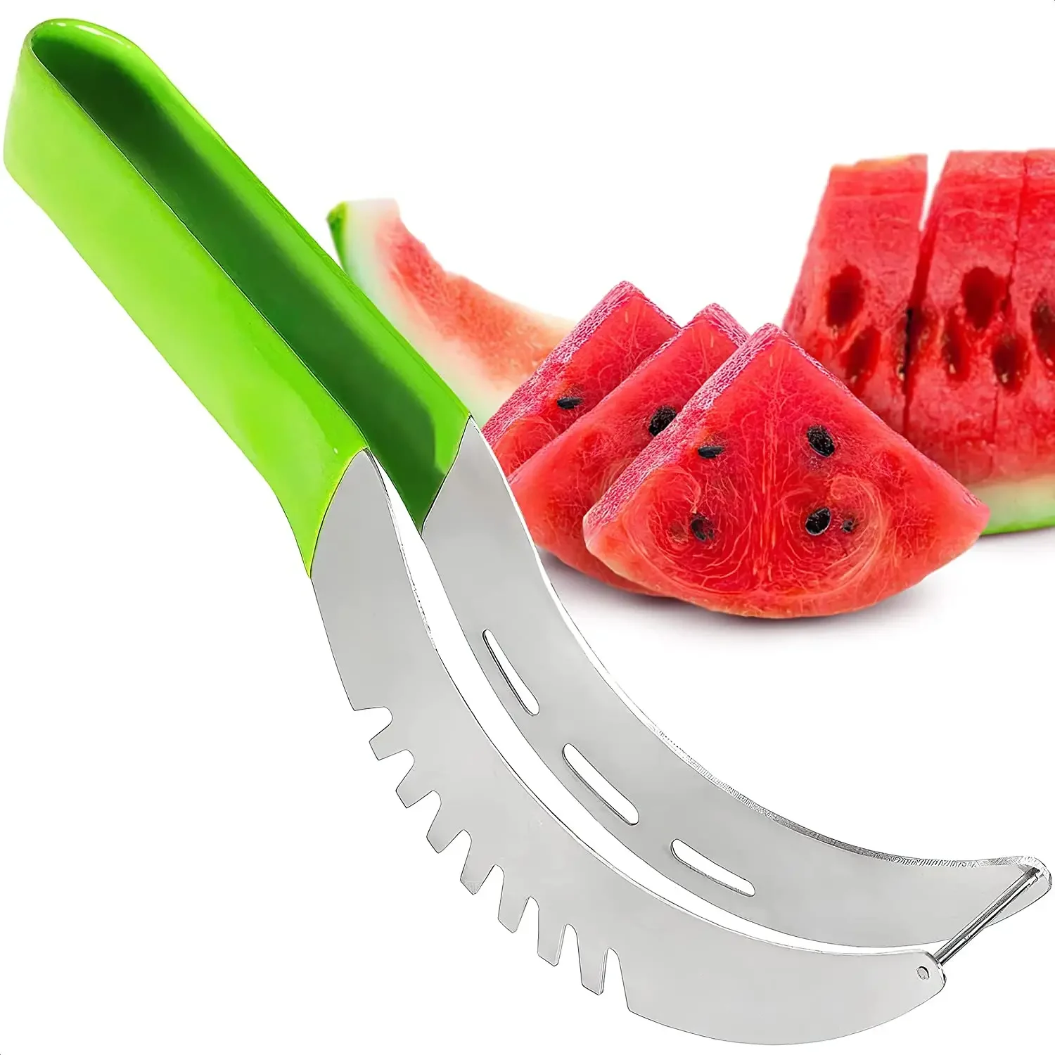 Watermelon Slicer Cutter Stainless Steel Non-slip Handle Kitchen Fruit Cutting Tool