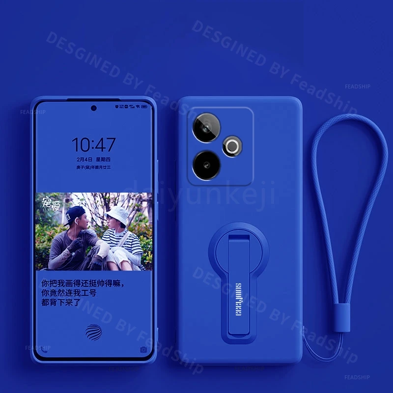 Silicone Soft Protective Phone Case with Bracket and Screen Protector