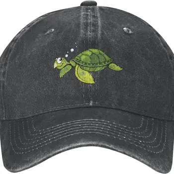 녹색 거북이 야구 모자, 아빠 모자, 면 폴로 스타일, 조절 가능, 여성 및 남성용