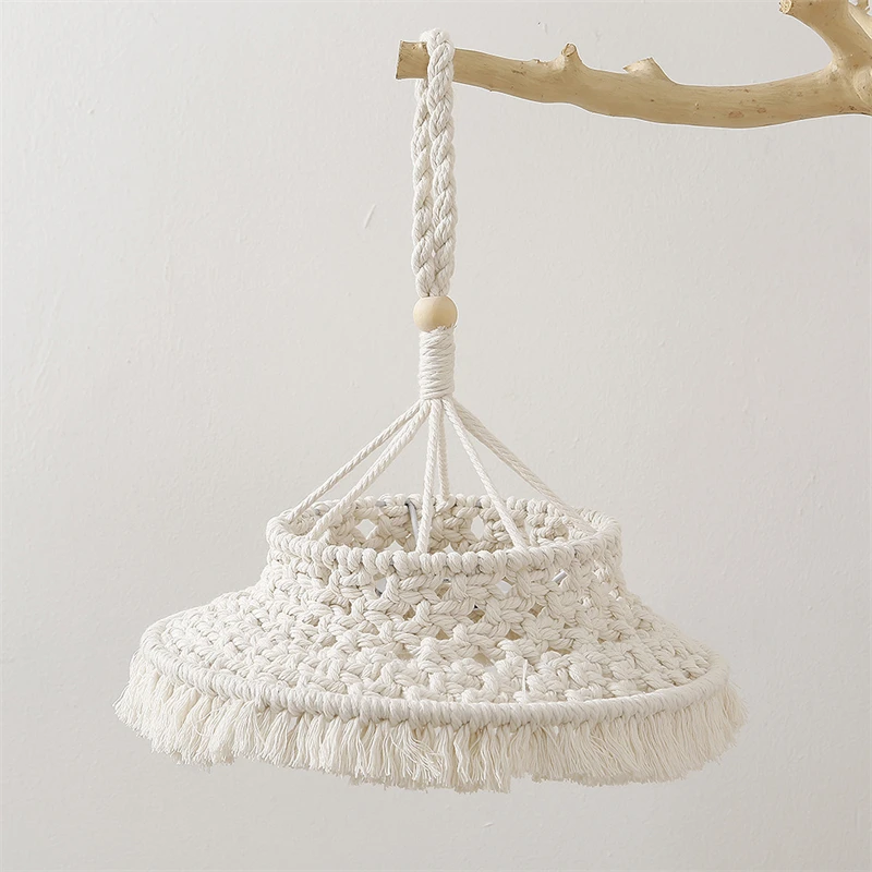 Boho Makramee Lampenschirm Aus Papierseil – Handgewebt, Vintage Pendelleuchte Für Decke Oder Kronleuchter | Deko Für Wohnzimmer & Schlafzimmer