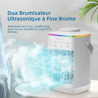 Ventilateur de climatisation portable de bureau avec lumière LED nocturne et humidificateur, mini ventilateur de refroidissement par brumisation pour le bureau et la maison 2
