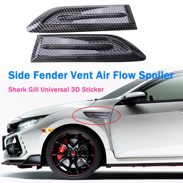 Car Side Fender Vent Air Flow Spoiler Racing Intake Grille Shark Gill Trim  Wing Cover Carbon Fibre Decorative ABS 3D Sticker - AliExpress