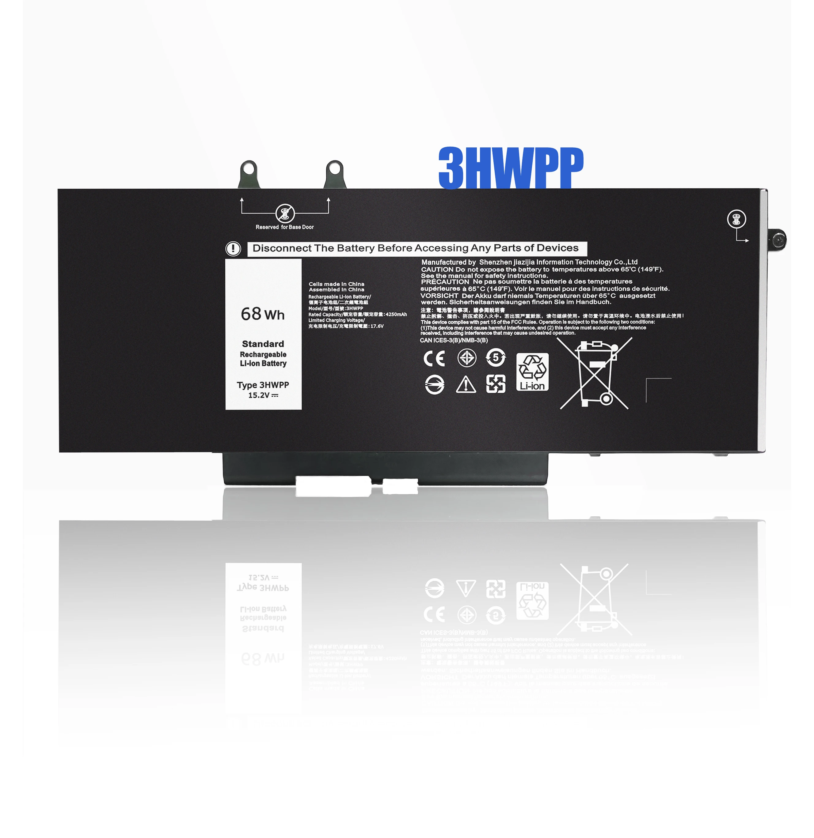 

Factory Price Replacement laptop Batteries 3HWPP 15.2V 68Wh For Dell Latitude 5501 5401 3541 notebook Battery