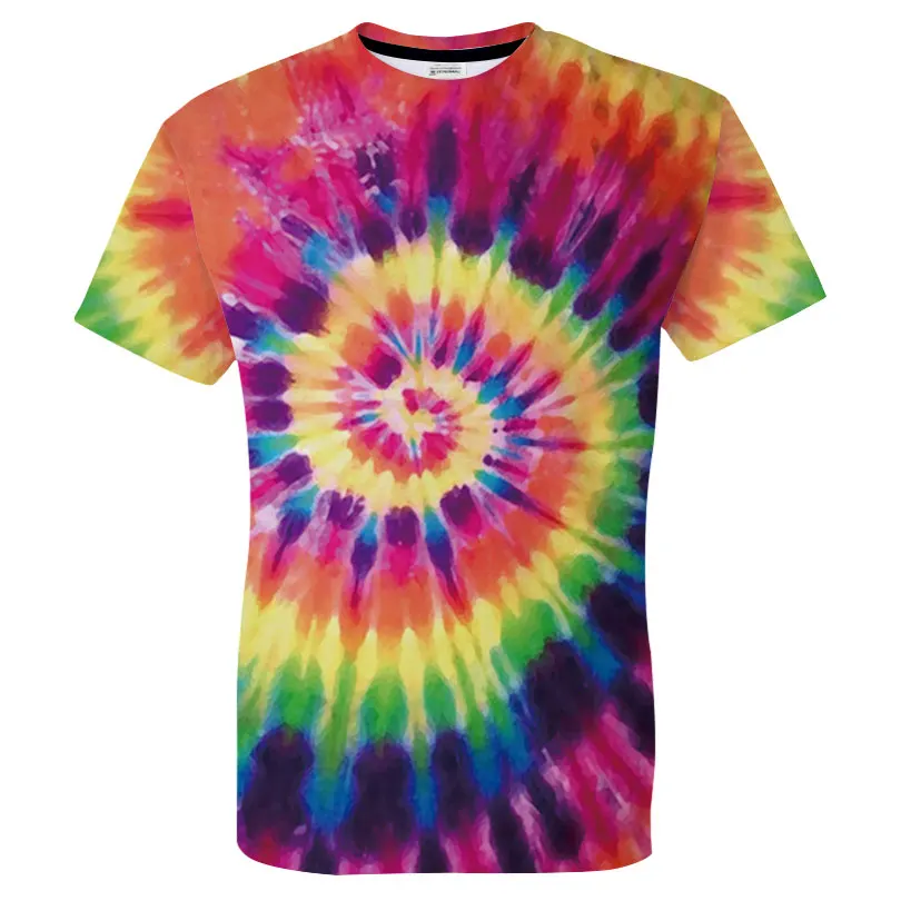

Gorgeous Rainbow Tie Dye Printed Short Sleeve T Shirt Men Hip Hop New Streetwear Top T Shirt Fashion Casual O Neck T Shirt