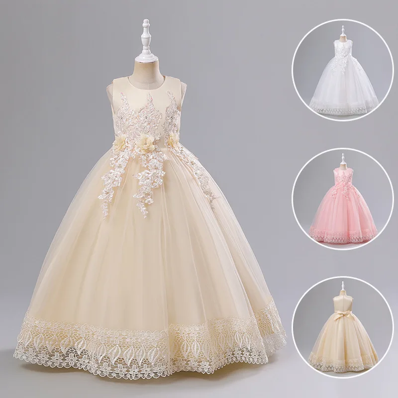 

2023 Elegant Ceremony Girl Clothes Formal Occasion Birthday Party Princess Evening Dresses Bridesmaids Flower Weddings Vestidos