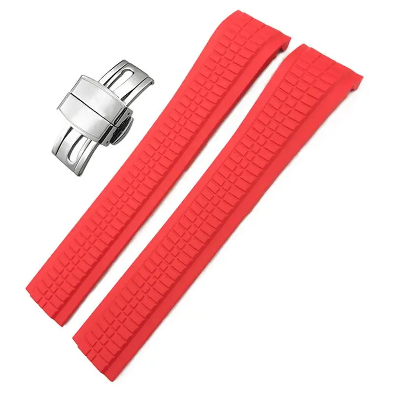 SCHIK 21mm Colorful Fluorous Rubber Watch Band For Patek 5164A 5167A AQUANAUT Philippe Series Butterfly Buckle Silicone Watch