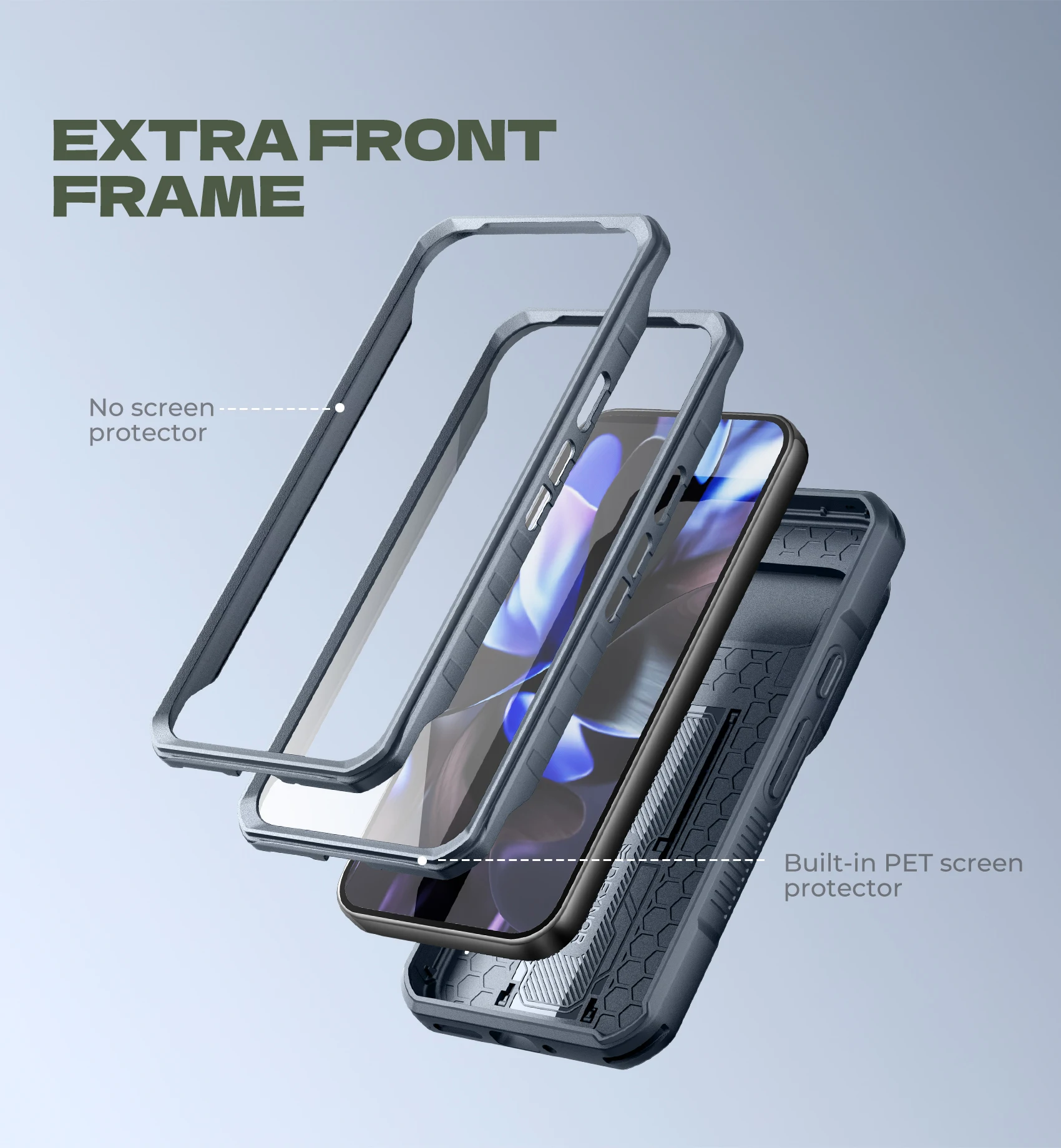 Slide Camera Cover Case with Built-in Screen Protector, Kickstand, and Rugged Shockproof Bumper