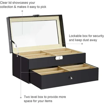 1pc Sunglass Organizer Faux Leather Eyeglasses Collector Eyewear Display Case Storage Box 4