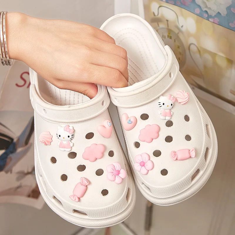 10Pcs Sanrio Series Shoe Charms DIY Shoe Flower Kuromi Melody Accessories  Decorations Sandals Decorate for Crocs Kids Gifts