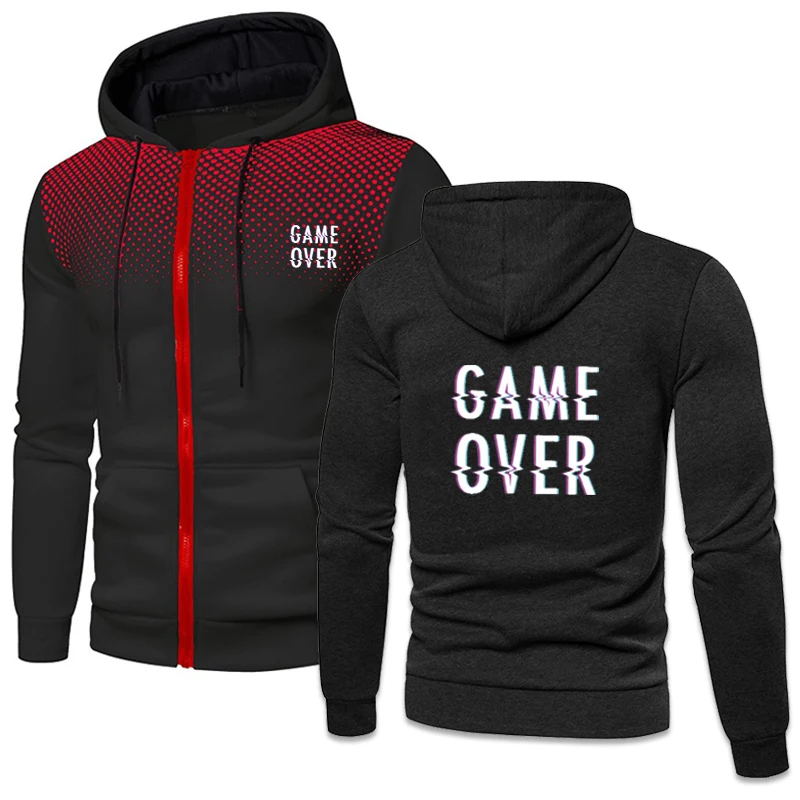 Hoodies Men Printed Hooded Sweatshirt Casual Autumn Winter Men Clothing Zip Hoodie Sweater