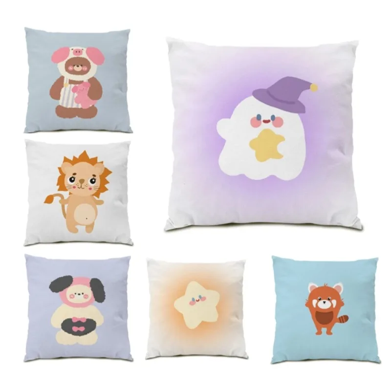 

Pillow for Sofa Oil Painting Living Room Decor Dog Pillowcase Cojines 45x45 Square Cartoon Animal Gift Home Decor Cute DF1818