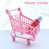 Simulation Supermarket Hand Trolleys Pretend Play Toy Mini Shopping Cart Kids Toys Kids Room Desktop Storage Basket Home Decor 5